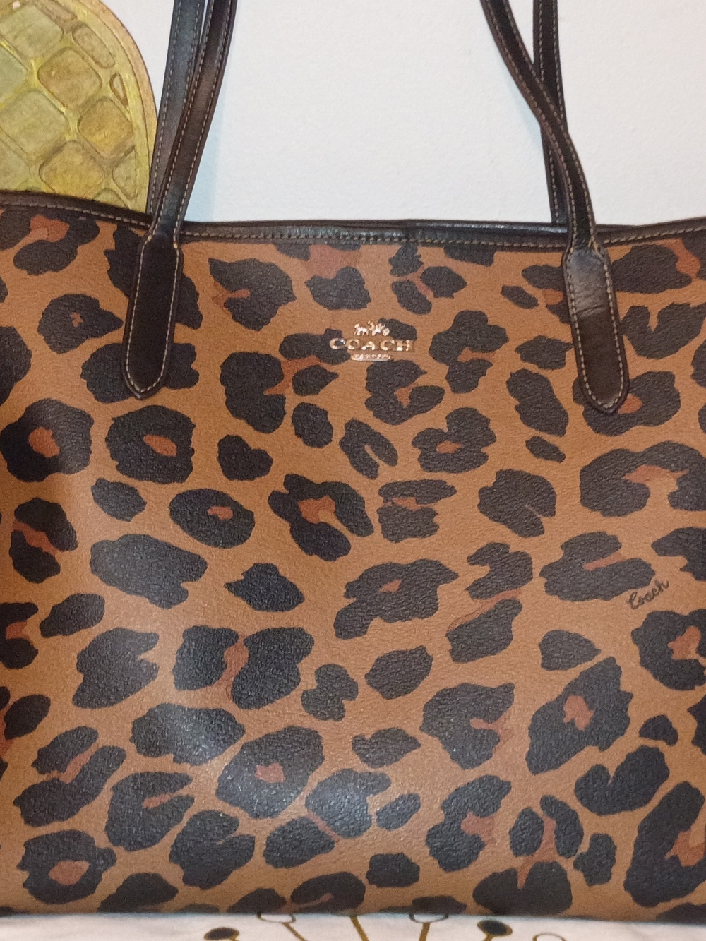 Large Coach City Tote Bag Not Available Retail Leopard Print Great Condition - Picture 4 of 16